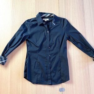 Black Burberry Button down shirt plaid cuff detail size 38